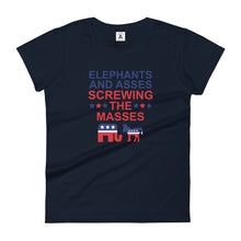 Load image into Gallery viewer, Elephants & Asses Screwing the Masses Women’s Tee