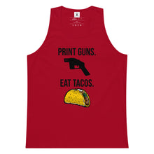 Load image into Gallery viewer, Print Guns, Eat Tacos Tank Top