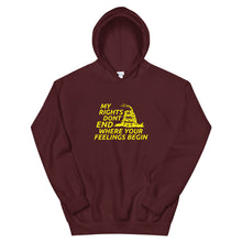 Load image into Gallery viewer, My Rights Don't End Where Your Feelings Begin Hoodie