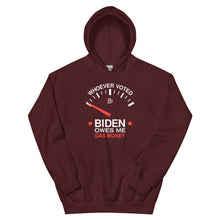 Load image into Gallery viewer, Whoever Voted Biden Owes Me Gas Money Hoodie