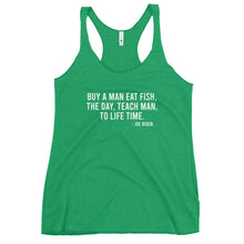 Load image into Gallery viewer, Buy A Man Eat Fish Women's Racerback Tank Top