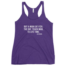 Load image into Gallery viewer, Buy A Man Eat Fish Women's Racerback Tank Top