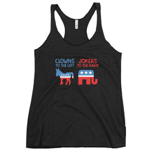Load image into Gallery viewer, Clowns To The Left Jokers To The Right Women's Racerback Tank Top