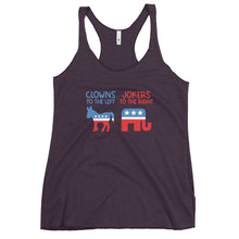 Load image into Gallery viewer, Clowns To The Left Jokers To The Right Women's Racerback Tank Top