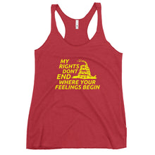 Load image into Gallery viewer, My Rights Don't End Where Your Feelings Begin Women's Racerback Tank Top