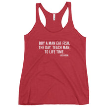 Load image into Gallery viewer, Buy A Man Eat Fish Women's Racerback Tank Top