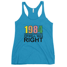 Load image into Gallery viewer, 1984 Orwell Was Right 80s Retro Women's Racerback Tank Top