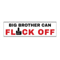 Big Brother Can Flock Off Bumper Sticker - front view, flat sticker on white
