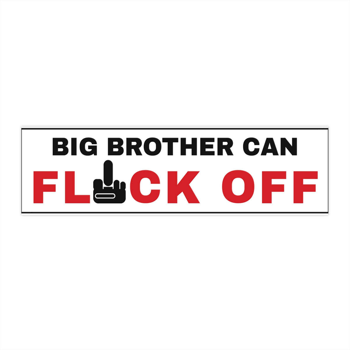 Big Brother Can Flock Off Bumper Sticker - front view, flat sticker on white