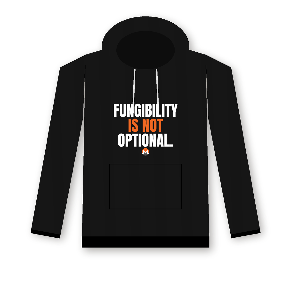 Fungibility Is Not Optional Hoodie (design mockup, front)