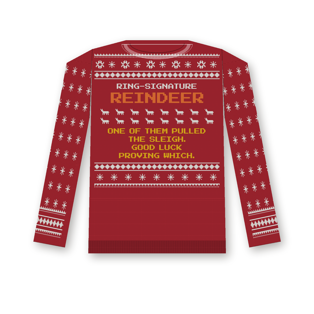 Ring-Signature Reindeer Ugly Xmas Sweater (design mockup)