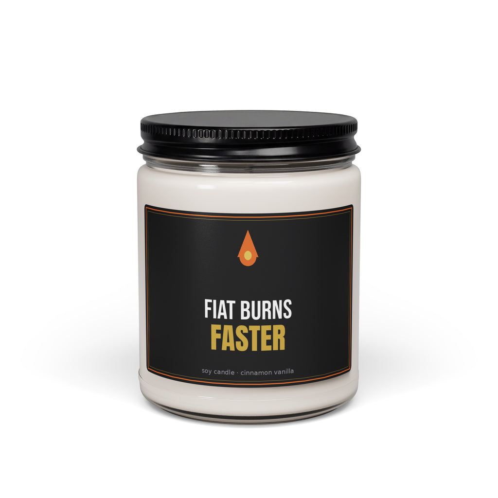 Fiat Burns Faster soy candle — jar mockup