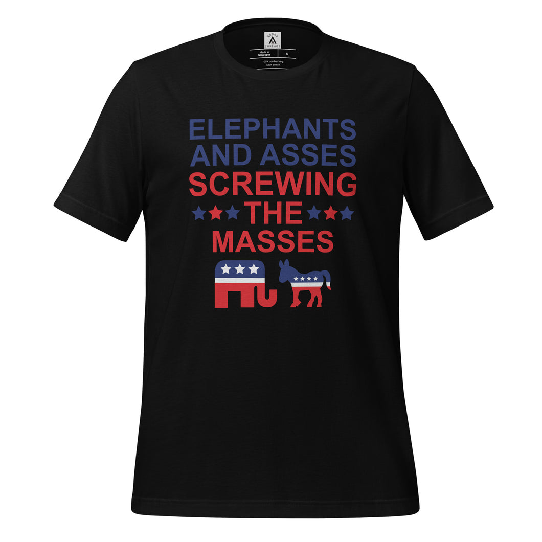 Elephants and Asses Screwing the Masses Tee