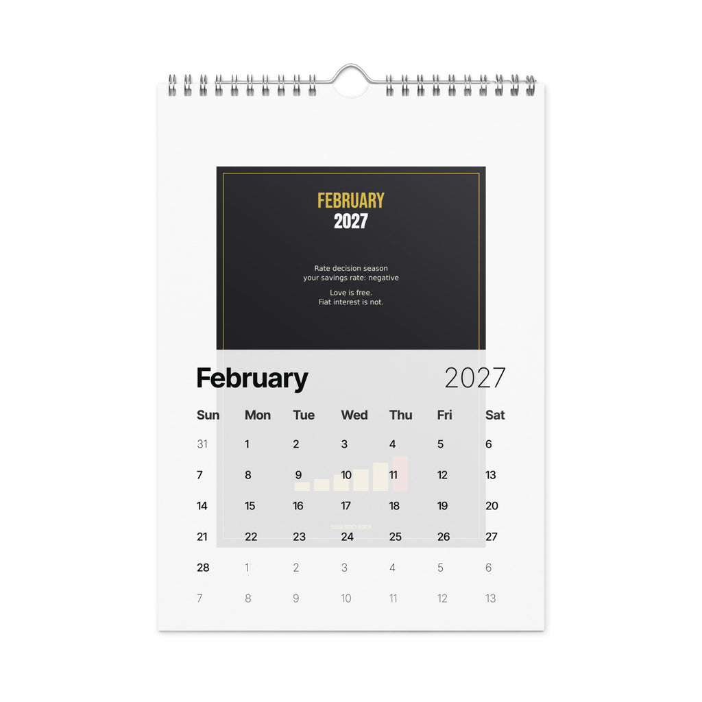 2027 Inflation Tracker wall calendar — month panel