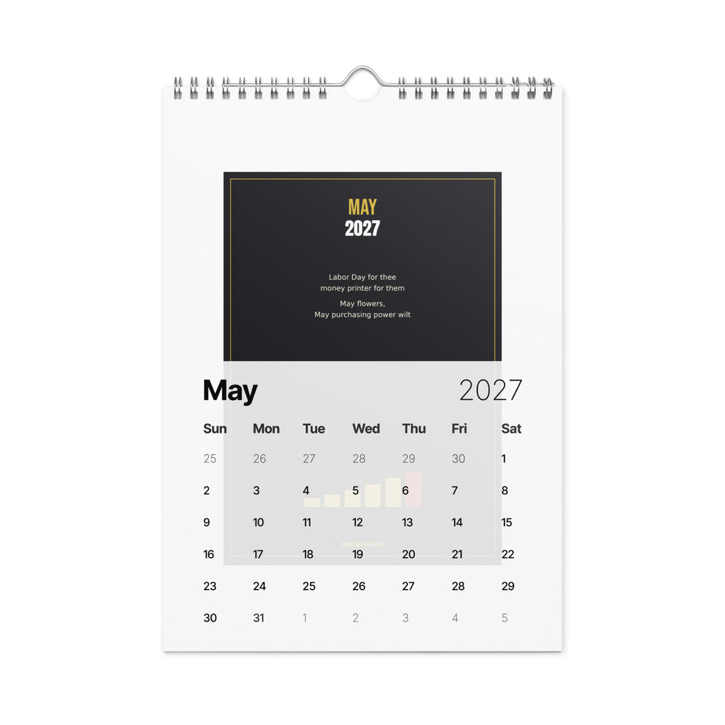 2027 Inflation Tracker wall calendar — month panel