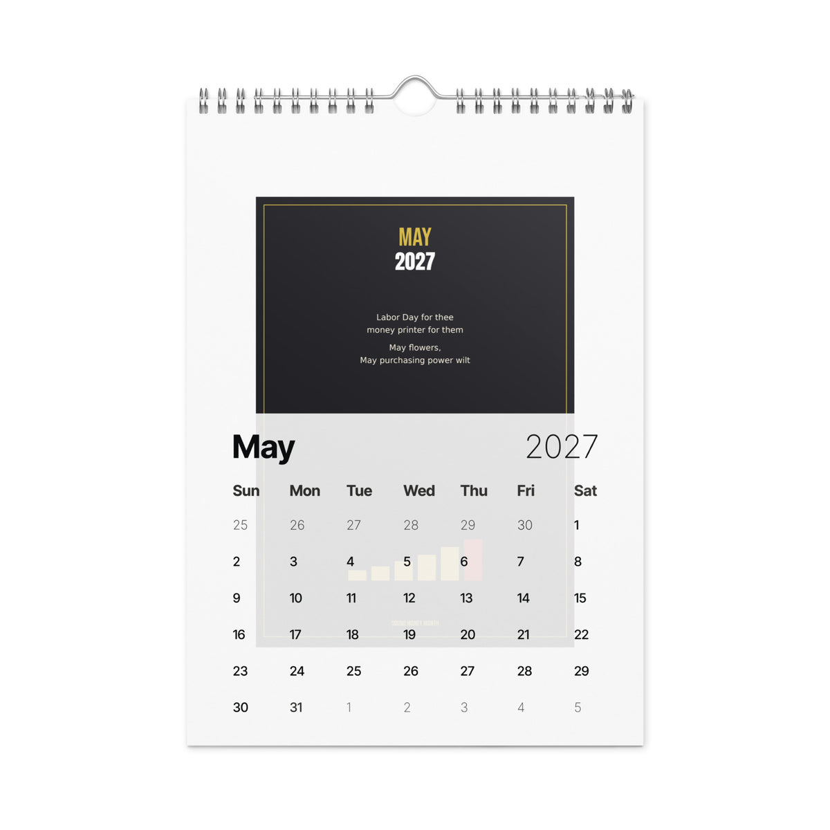 2027 Inflation Tracker wall calendar — month panel