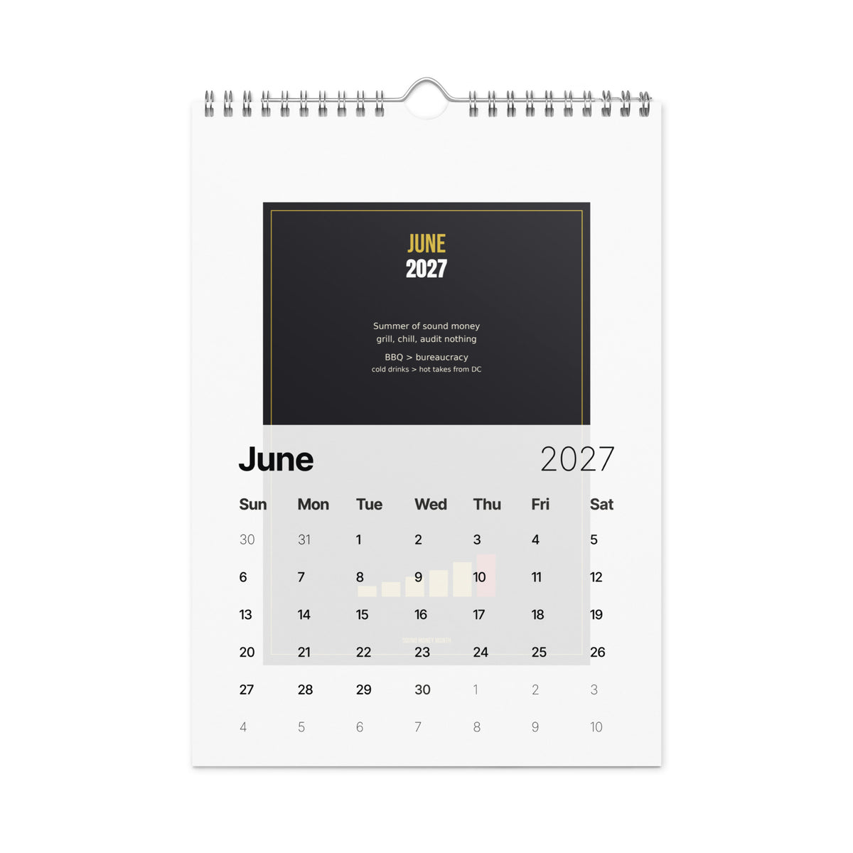 2027 Inflation Tracker wall calendar — month panel
