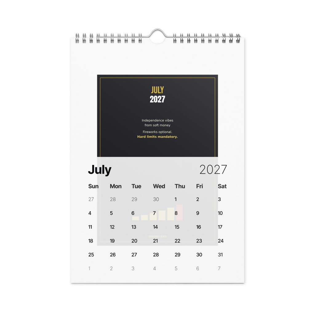 2027 Inflation Tracker wall calendar — month panel
