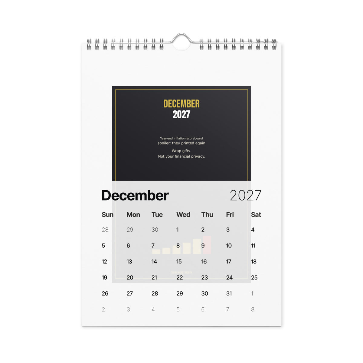 2027 Inflation Tracker wall calendar — month panel