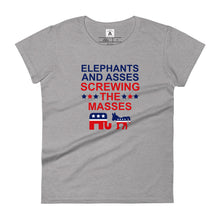 Load image into Gallery viewer, Elephants &amp; Asses Screwing the Masses Women’s Tee
