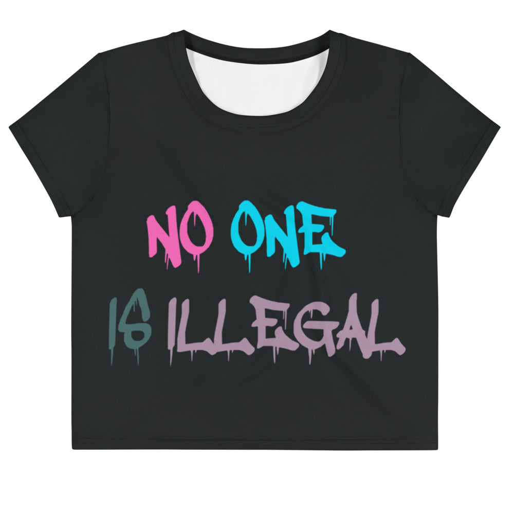 No One Is Illegal Graffiti Women's Crop Tee