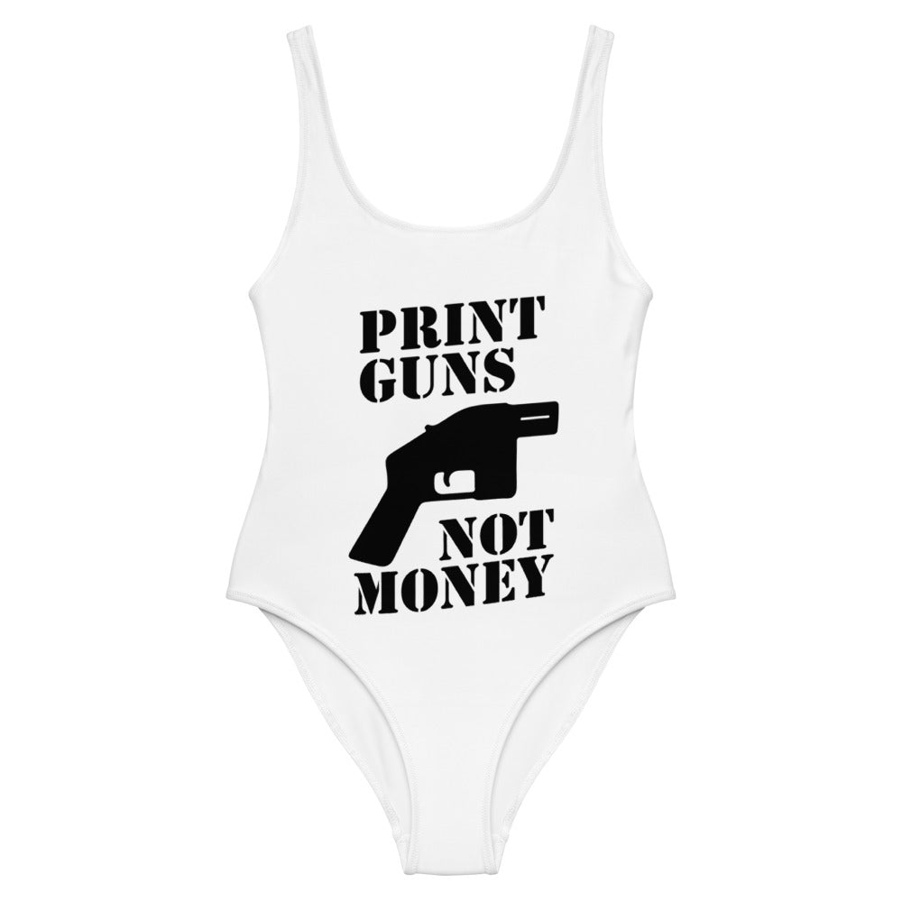 Print Guns, Not Money One-Piece Swimsuit