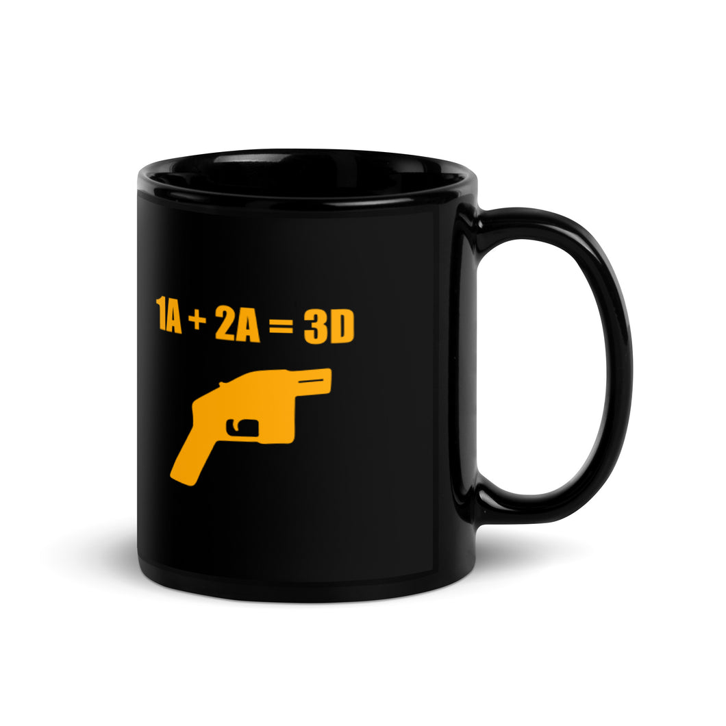 1A + 2A = 3D Black Glossy Mug