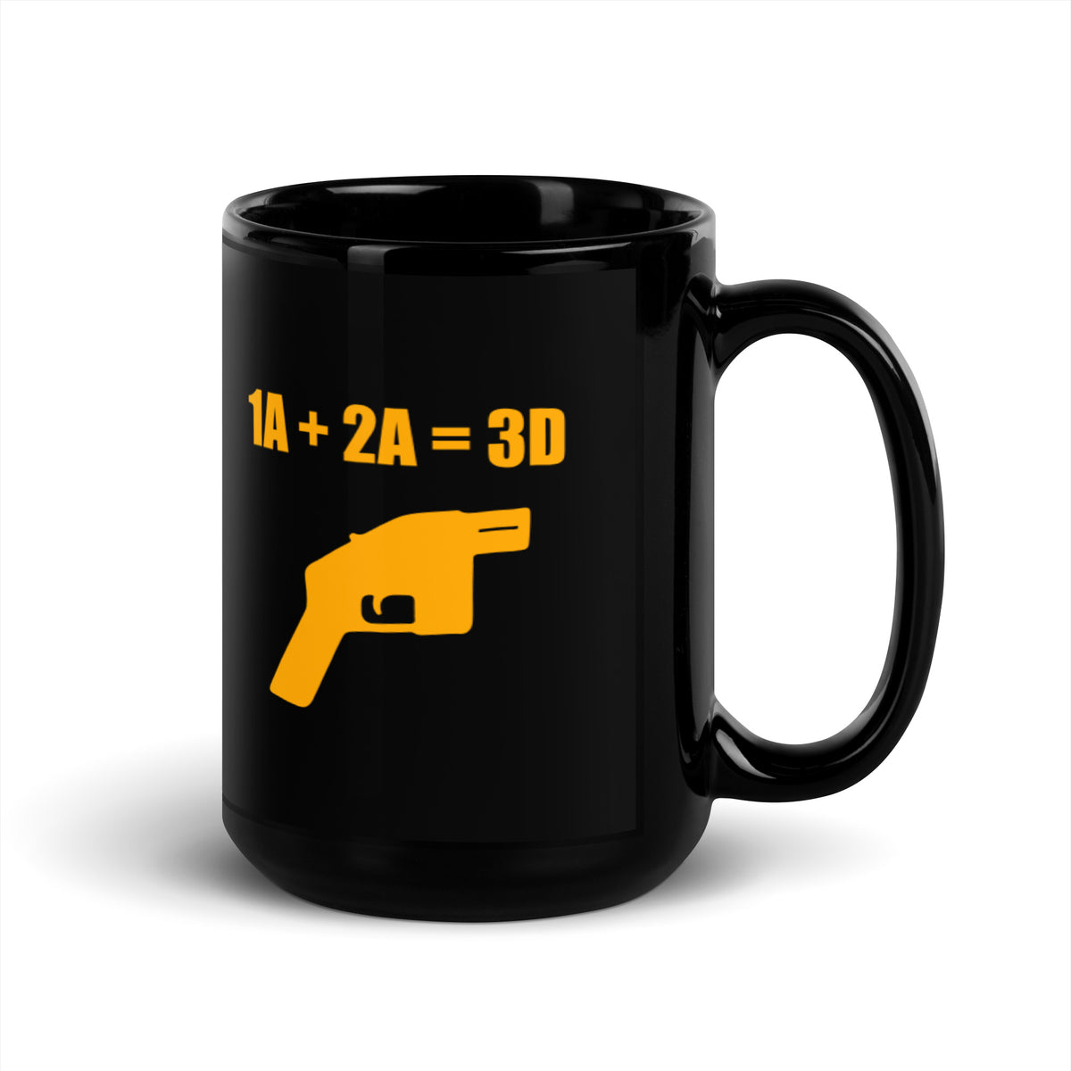 1A + 2A = 3D Black Glossy Mug