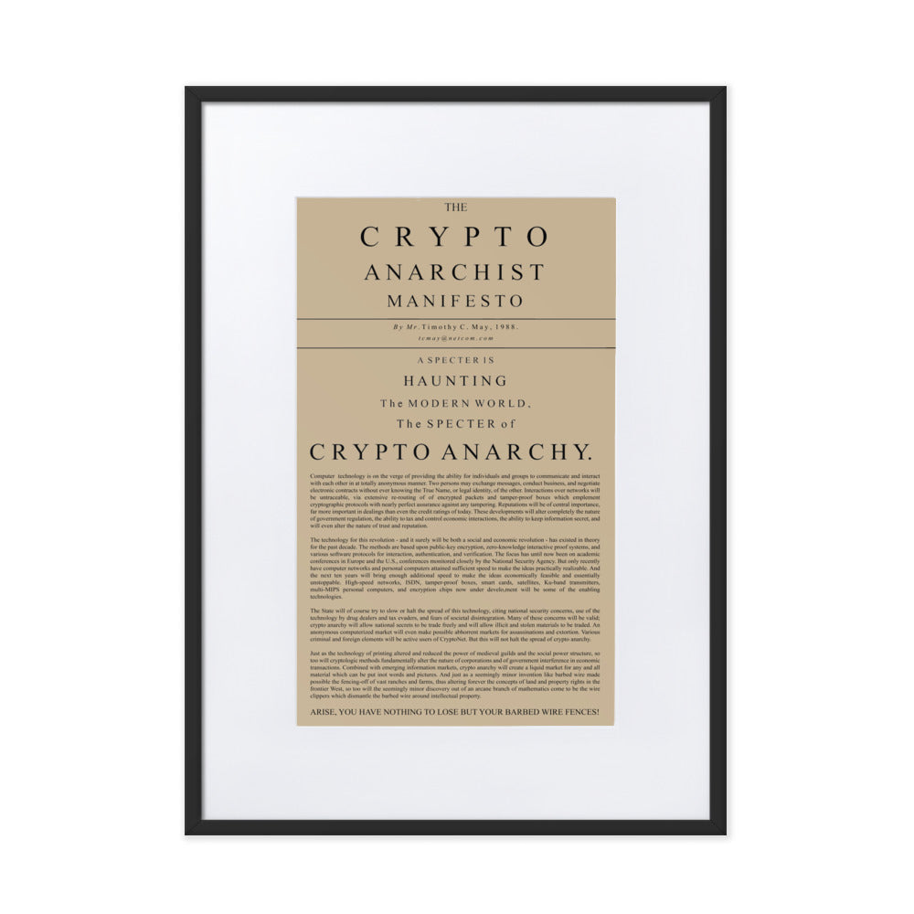 The Crypto Anarchist Manifesto Framed Matte Poster