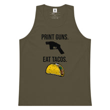 Load image into Gallery viewer, Print Guns, Eat Tacos Tank Top
