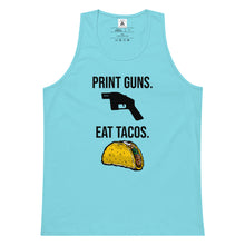 Load image into Gallery viewer, Print Guns, Eat Tacos Tank Top
