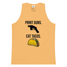 Load image into Gallery viewer, Print Guns, Eat Tacos Tank Top
