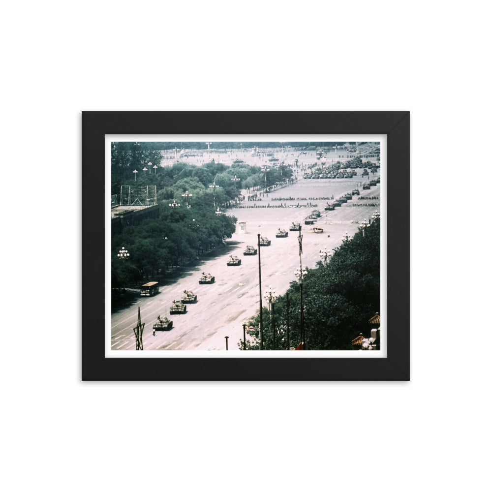 Framed Tank Man Full Photo Premium Luster Poster