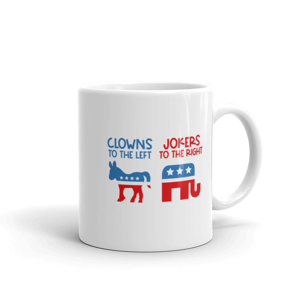Clowns To The Left, Jokers To The Right Mug