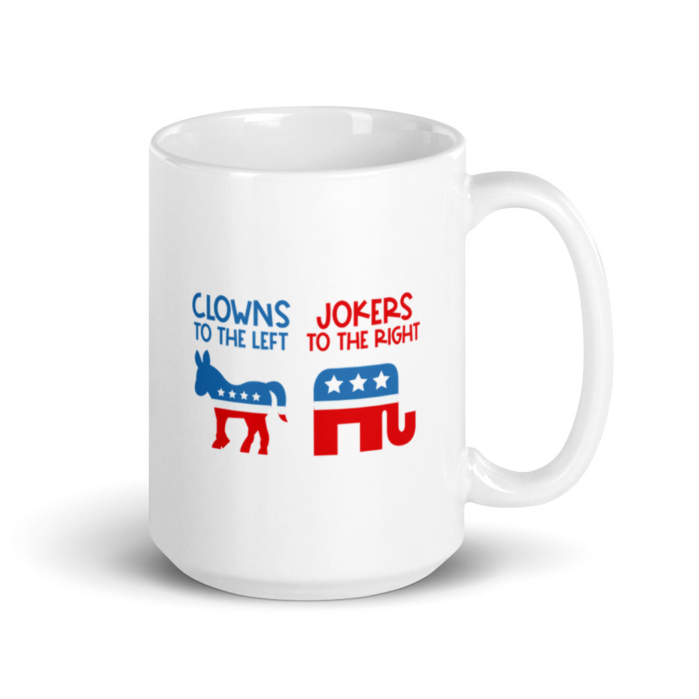 Clowns To The Left, Jokers To The Right Mug