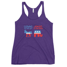 Load image into Gallery viewer, Clowns To The Left Jokers To The Right Women&#39;s Racerback Tank Top
