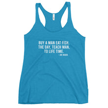 Load image into Gallery viewer, Buy A Man Eat Fish Women&#39;s Racerback Tank Top
